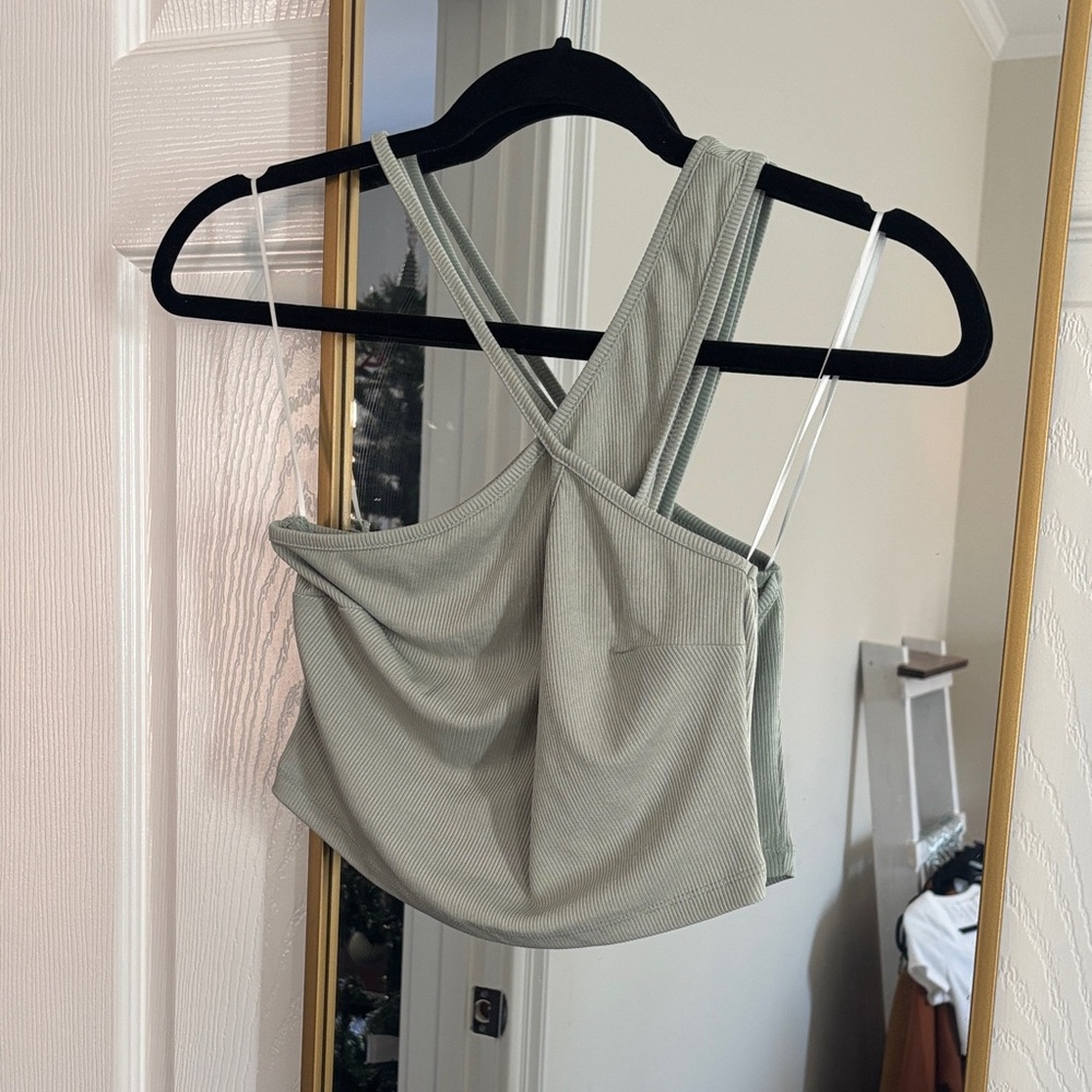 Princess Polly Light Green Ribbed Top
